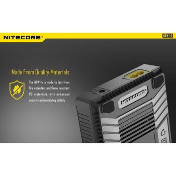 Nitecore Зарядное устройство INTELLICHARGERNEWI4 1500mA, 4 слота, поддержка аккумуляторов 3.7V и 4.35V, ACD технология (INTELLICHARGERNEWI4)