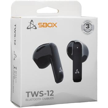 Sbox Беспроводные наушники EB-TWS12-B, 20-20000Гц, 32Ω, 102дБ±3дБ, Bluetooth 5.4, 3-5ч разговор/музыка (EB-TWS12-B)