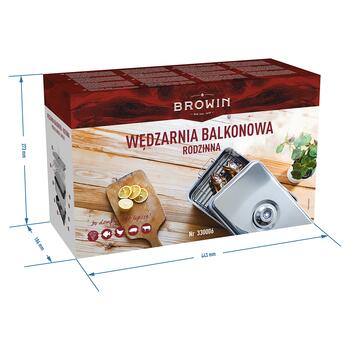 Browin 330006 уличная коптильня, 49см, 27см, 3.92кг, нержавеющая сталь, 3 решетки, 2 горелки, термометр (330006)