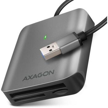 Axagon Читатель карт памяти CRE-S3 USB 3.2 Gen 1 3-слотовый, 5000 Мбит/с, поддерживает CF, SD, microSD, MMC, алюминий, серый (CRE-S3)