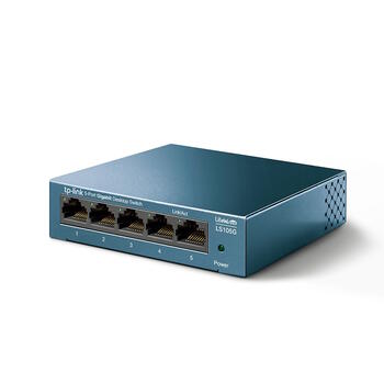 TP-Link LS105G сетевой коммутатор неуправляемый 5× Gigabit 10/100/1000 Mbps fanless компактный синий (LS105G)