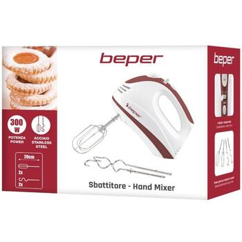 Beper Миксер P102SBA101, 300 Вт, 5 скоростей, турбо режим, стальные насадки, можно мыть в посудомоечной машине (P102SBA101)