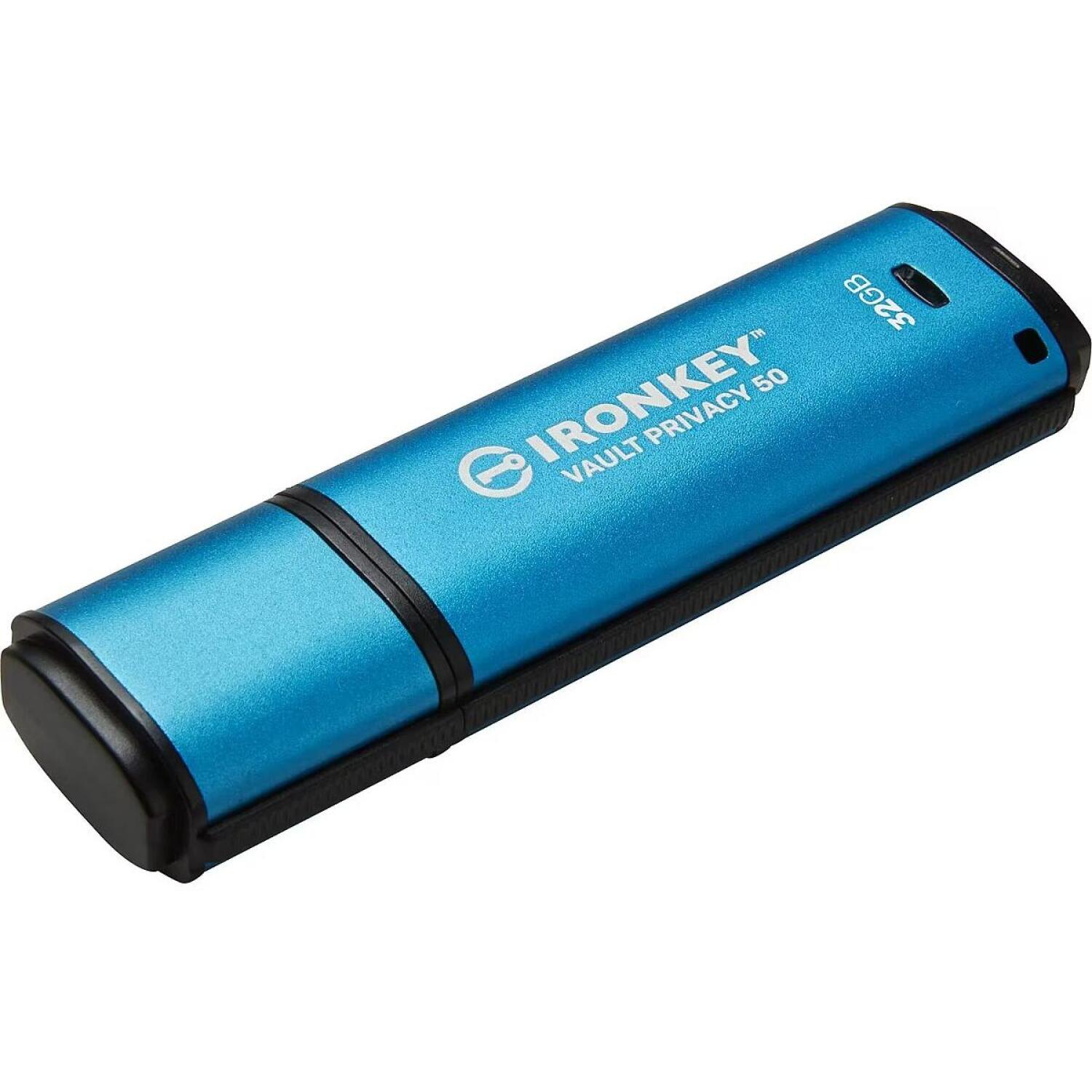 Kingston USB флеш-накопитель IKVP50/32GB, 32GB, USB 3.2 Gen 1, 250MB/s чтение, 180MB/s запись, аппаратное шифрование AES-256 XTS (IKVP50/32GB)