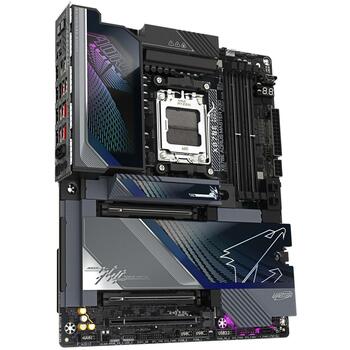 Gigabyte X870E A MASTER X, AMD AM5, 4 DIMM DDR5 līdz 9000MT/s, 5 M.2, 10GbE LAN, Wi-Fi 7, 18+2+2 fāzes VRM (X870E A MASTER X)