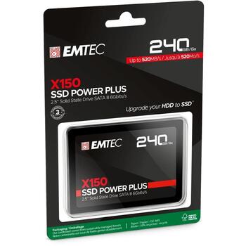 Emtec SSD 2.5 Sata X150 240GB Power Plus ECSSD240GX150, 240 ГБ, до 520 МБ/с, до 500 МБ/с, SATA III 6 Гбит/с, 2 000 000 часов (ECSSD240GX150)