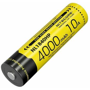 Nitecore Перезаряжаемые батареи NC-NL1840HP, 4000 мАч, 3.6 В, Li-Ion (18650), 10 А, IPX6, 24 месяца гарантии (NC-NL1840HP)