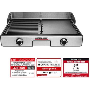 Gastroback Гриль 42524, 2000W, 5.2kg, 1300cm², антипригарное покрытие, термостат, защита от брызг (42524)