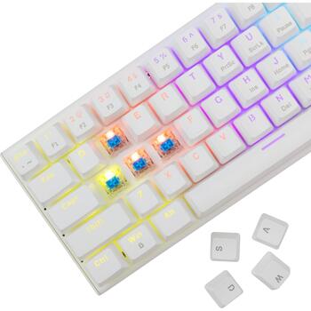 White Shark Клавиатура WAKIZASHI-2-US-W-BLUE.SW, 63 клавиши, USB, 1.5м, белый, механические синие переключатели, подсветка (WAKIZASHI-2-US-W-BLUE.SW)