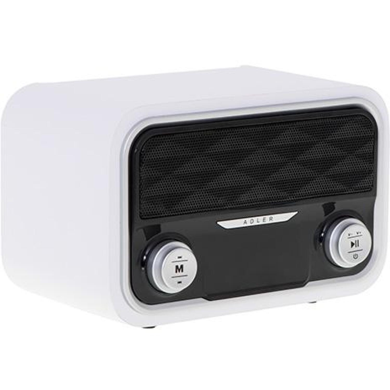 Adler Bluetooth радио AD 1185, 1800 мАч, FM 50 предустановленных станций, AUX, LCD дисплей, белый (AD 1185)