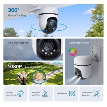 Tp-Link Tapo C500, 1080P, 360° горизонтально, 130° вертикально, IP65, двусторонний звук, обнаружение человека (TAPOC500)