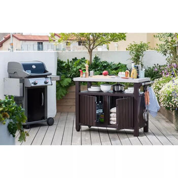 Keter Unity XL 29202662939, grila galds, 270L, 134x52x90cm, pelēks, ar ritentiņiem (29202662939)