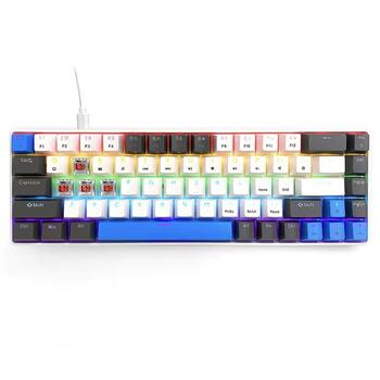Media-Tech MT1259 Red Core MX60, механическая клавиатура, 68 клавиш, 1.6м, USB, белый/серый/синий, подсветка (MT1259)
