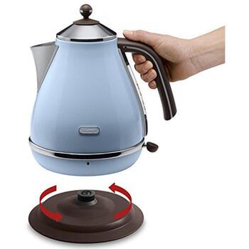 De'Longhi Чайник KBOV 2001.AZ, 2000 Вт, 1.7 л, нержавеющая сталь, 360° вращающаяся база, лазурный, защита от перегрева (KBOV2001AZ)