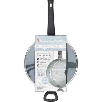 Russell Hobbs Вок RH01709EU, 28см, матовый серый, алюминий, 8.1см, с крышкой, можно мыть в посудомоечной машине (RH01709EU)