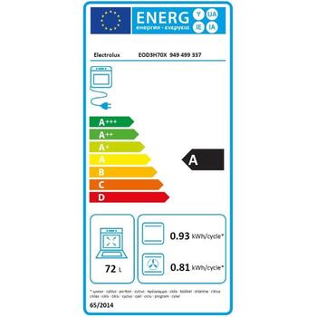 Electrolux EOD3H70X встраиваемая духовка, 72л, класс A, 220-240В, 16А, 53дБ, AquaClean, функция пара, нержавеющая сталь (EOD3H70X)
