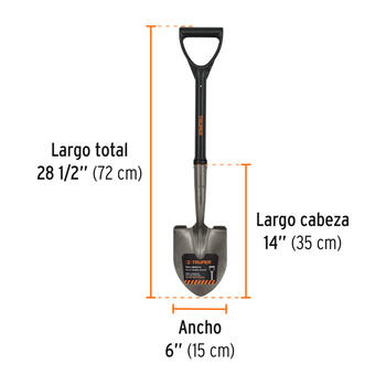 Mazā lāpsta ar apaļu asmeni 15x37cm, stikla šķiedras kāts, plastmasas D-rokturis, 70cm TR-BY-F TRUPER (TR-BY-F)