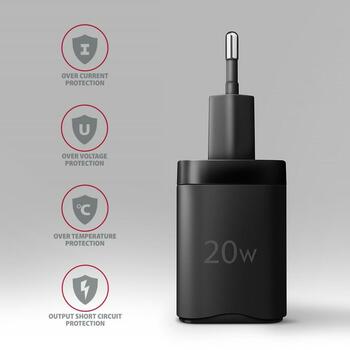 Axagon lādētājs ACU-PQ20 20W, 2 porti, 100-240V, QC 4+, PD 3.0, melns, ātrā uzlāde, aizsardzība pret pārslodzi (ACU-PQ20)