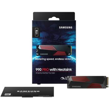 Samsung SSD M.2 MZ-V9P1T0CW 1TB, скорость чтения 7450 MB/s, скорость записи 6900 MB/s, PCIe 4.0, V-NAND MLC, с радиатором (MZ-V9P1T0CW)