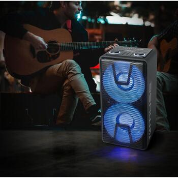 Muse Беспроводная колонка M-1805DJ, 150Вт, Bluetooth 5.0, FM радио, USB, Aux 3,5мм, MIC, разъем для гитары, аккумулятор, черный (3700460207731)