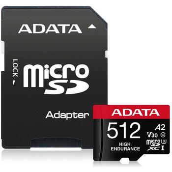 Adata atmiņas karte micro SDXC AUSDX512GUI3V30SHA2-RA1 512 GB, lasīšanas ātrums 100 MB/s, rakstīšanas ātrums 85 MB/s, UHS-I, V30 (AUSDX512GUI3V30SHA2-RA1)