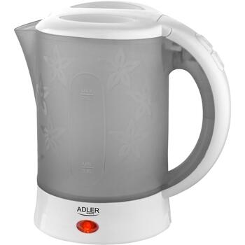 Adler Путешествующий чайник AD 1268, 600 W, 0.6 L, Пластик, Белый, Автоматическое отключение, Индикатор уровня воды (AD 1268)