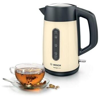 Bosch Чайник TWK4P437, 2400 Вт, 1.7 Л, нержавеющая сталь, бежевый, автоматическое отключение, индикатор уровня воды (TWK4P437)