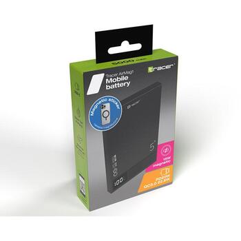 Tracer Strāvas banka TRABAT47644, 5000 mAh, USB-C 5V/3A, 9V/2A, 15W bezvadu uzlāde, Power Delivery 20W, Quick Charge 3.0 (TRABAT47644)