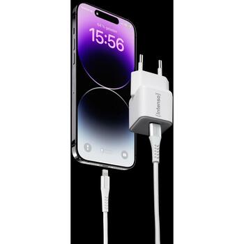 Intenso strāvas adapteris 7803052 30 W, 100-240 V, 1 USB Type-C, ātrā uzlāde, 1.5 m USB-C uz Lightning kabelis, balts (7803052)