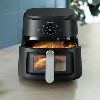 Philips karstā gaisa friteris NA231/00 6.2 L, jauda 1700 W, 1 kg fritēšanas jauda, skārienkontrole, 9 programmas (NA231/00)