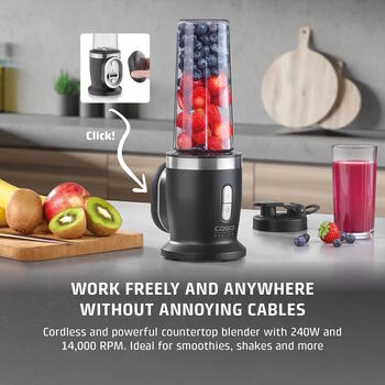 Kompakts bezvadu galda blenderis Click & Blend 240 W Tritan 0.5 L nerūsējošais tērauds matēti melns 03622 Caso (03622)