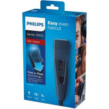 Philips Matu griešanas mašīna HC3505/15, 13 garuma iestatījumi, 2 mm solis, melna/zila (HC3505/15)