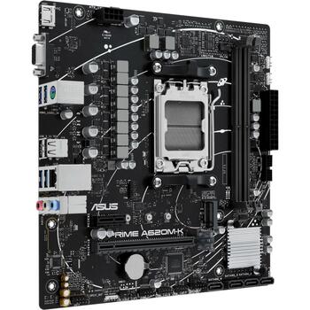 Asus mātesplate PRIME A620M-K, DDR5, PCIe 4.0, HDMI, VGA, USB 3.2 Gen 1 Type-A, SATA 6 Gbps, divvirzienu AI trokšņu atcelšana (PRIMEA620M-K)