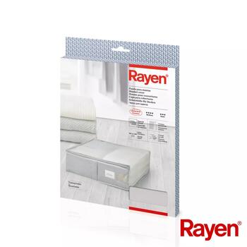 Rayen Коробка для одеял Premium серая 01236311, 65x55x20см, прозрачная полоса (01236311)