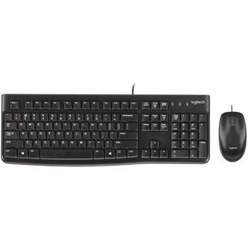 Logitech Клавиатура MK120 920-002561 USB, 1.5 м кабель, QWERTY, черный, полноразмерная, водоотталкивающая, мышь в комплекте (920-002561)