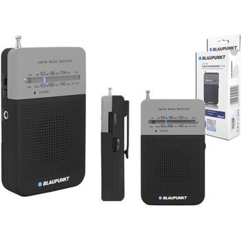 Blaupunkt Портативное радио PR3BK, 0,3 Вт, 1 динамик, 1,5 В, 2 AA батареи, AM, FM, телескопическая антенна (PR3BK)