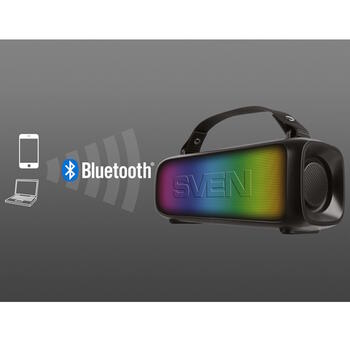 Портативная 2.0 Bluetooth колонка PS-235 12 W RMS TWS FM USB RGB аккумулятор 1500 mAh Чёрный SV-022075 SVEN (SV-022075)