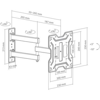 Sbox Крепление для монитора LCD-423, 23-43'', 30kg, 200x200, Черный, VESA 100x100-200x200, 5,5-39,2cm, +5°/-10°, +90°/-90° (LCD-423)