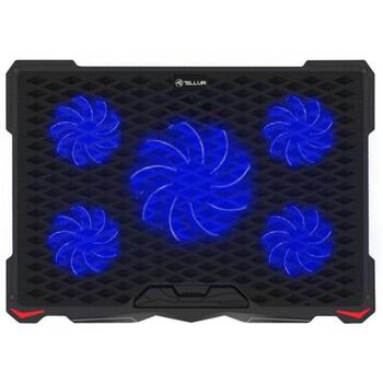 Tellur Охлаждающая подставка TLL491111, 5 вентиляторов, 72CFM, 1500rpm, 2xUSB, синий LED, 20dBA (TLL491111)