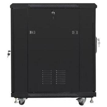 Lanberg brīvi stāvošais skapis FF01-6815-12B, 600mm, 15U, 800kg, melns, 4 ventilatori, IP20, stikla durvis (FF01-6815-12B)