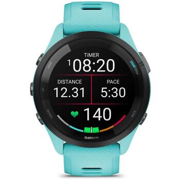Garmin Forerunner 265 010-02810-12, 46.1mm, 1.29cm, 15d, 8GB, 5ATM, GPS, Bluetooth, AMOLED, 416x416, 135-205mm, черный, синий (010-02810-12)