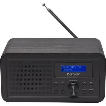 Denver DAB-30 Black 111111000450, DAB+/FM радио, 1.05кг, 20.1x10.3x14.3см, LCD, 10W/1W RMS, будильник, телескопическая антенна (111111000450)