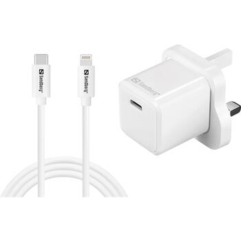 Sandberg USB-C lādētājs 441-64, 230V, 20W PD, 1x USB-C, 1m Lightning kabelis, balts (441-64)
