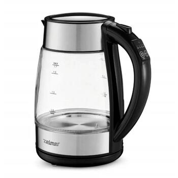 Zelmer ZCK8026 электрический чайник, 71504818P, 1.7л, 2200Вт, 4 темп., стекло/нерж. сталь, черный/прозрачный, автоотключение (71504818P)