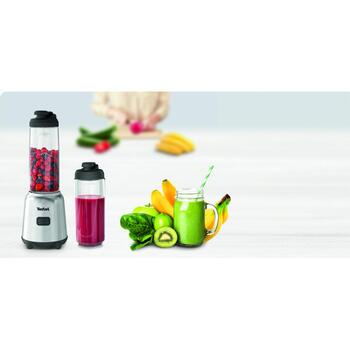 Tefal Блендер BL15FD, 300 Вт, 0.6 л, Tritan, нержавеющая сталь, 1 скорость, 2 бутылки на вынос (BL15FD)