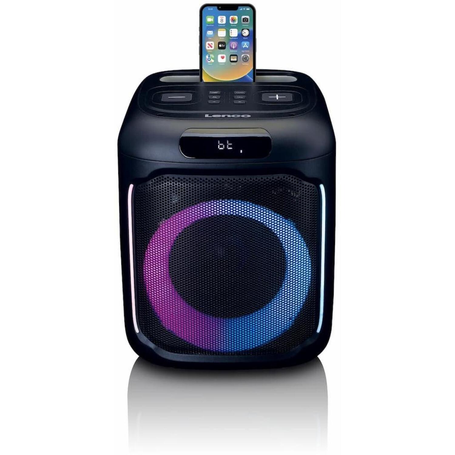 Lenco PA-101BK Bluetooth-колонка, 100 Вт RMS, IPX4, 14 ч, LED, TWS, микрофон, USB (PA-101BK)