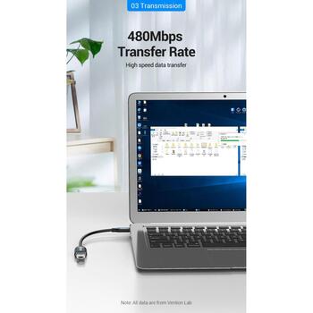 Vention USB 2.0 C мужской на A женский OTG кабель 0.15м черный, 0.15м, 480Мбит/с, прямой разъем (CCSBB)