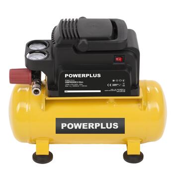 Powerplus Kompresors POWX17215, 750W, 8bar, 50l/min, 6L, Bez eļļas, Spiediena regulators, Drošības vārsts (POWX17215)