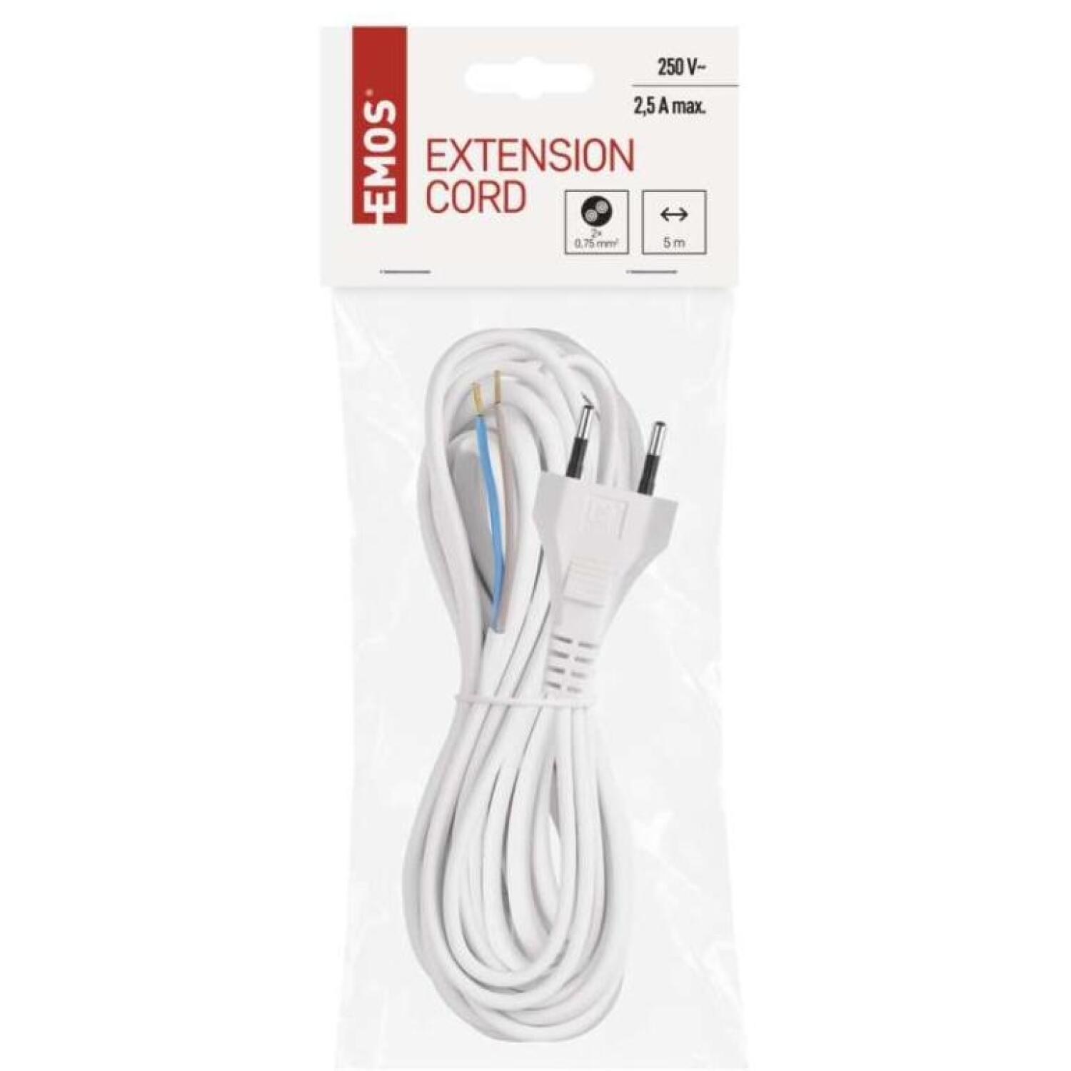 Emos Кабель питания S15275, 5м, 2x0,75мм2, белый, KF-H1, H03VVH2-F, 1 шт, подвесной (S15275)