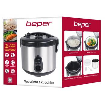 Beper Пароварка для риса P101VAP002, 400W, 1л, антипригарный алюминий, паровая подставка, функция поддержания тепла (P101VAP002)