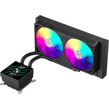 Gamemax procesora šķidruma dzesētājs GLACIER 240 LCD BK, 240mm, 85.82 cfm, TDP līdz 280W, ARGB ventilators (GLACIER 240 LCD BK)